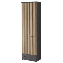 Mobile ingresso 210x203h cm con specchio rovere antracite stampa a righe California Gihome®