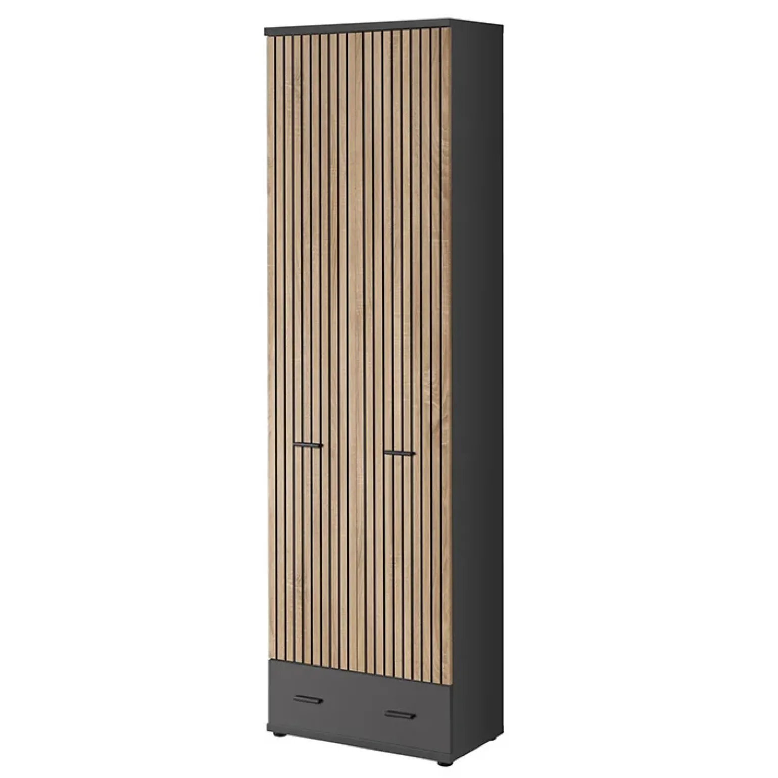Mobile ingresso 210x203h cm con specchio rovere antracite stampa a righe California Gihome®