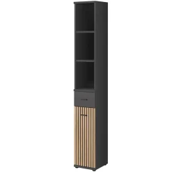 Mobile ingresso 210x203h cm con specchio rovere antracite stampa a righe California Gihome®