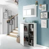 Mobile ingresso 79x108h cm con specchio bianco lucido grigio Alf