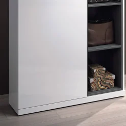 Mobile ingresso 79x108h cm con specchio bianco lucido grigio Alf