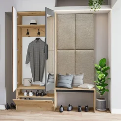 Mobile ingresso 160x202h cm con specchio rovere chiaro Canada
