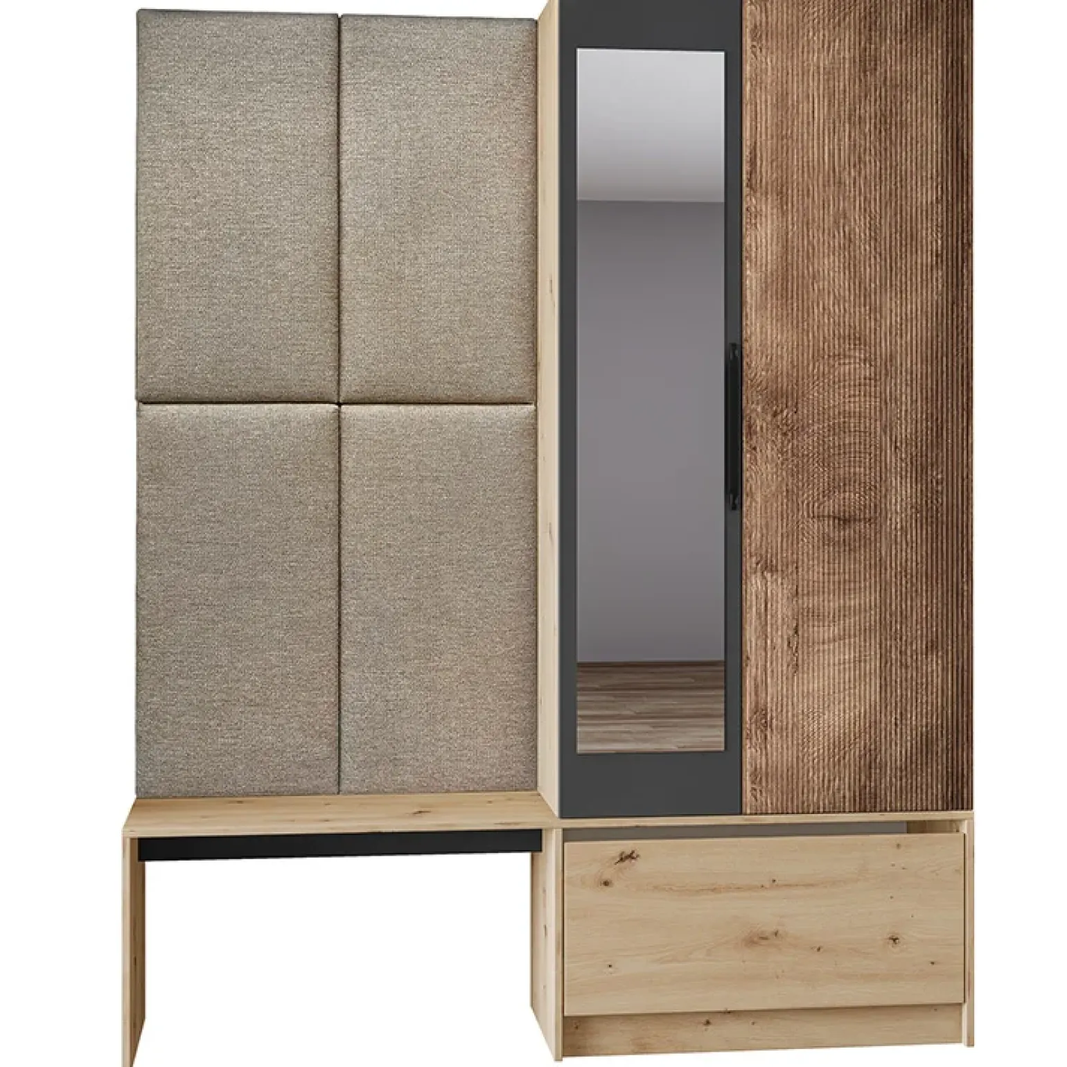 Mobile ingresso 160x202h cm con specchio rovere chiaro Canada