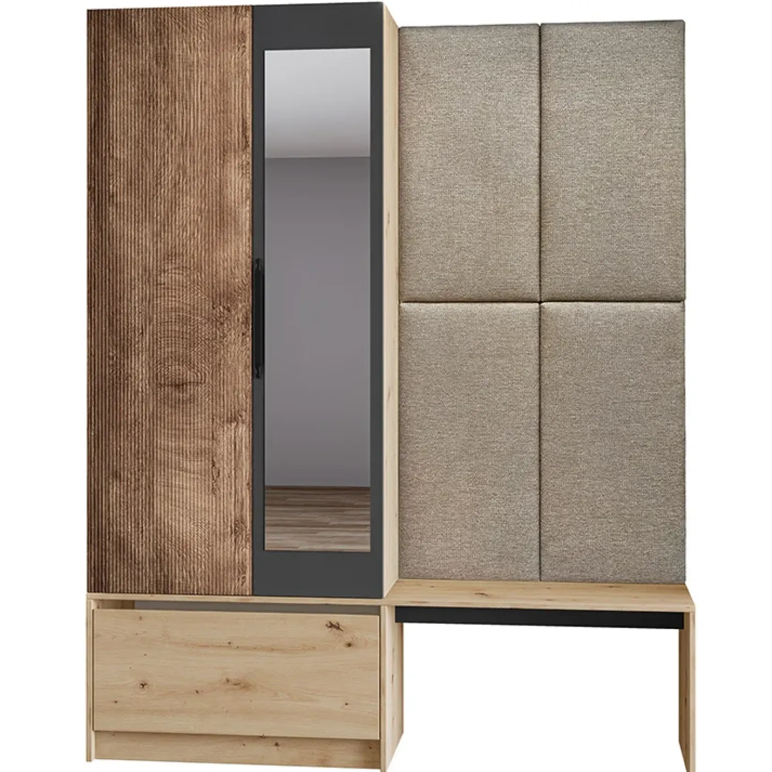 Mobile ingresso 160x202h cm con specchio rovere chiaro Canada