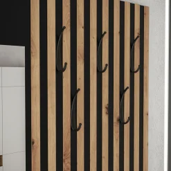 Mobile ingresso 172x205h cm con scarpiera e specchio rovere rustico bianco Welly 3