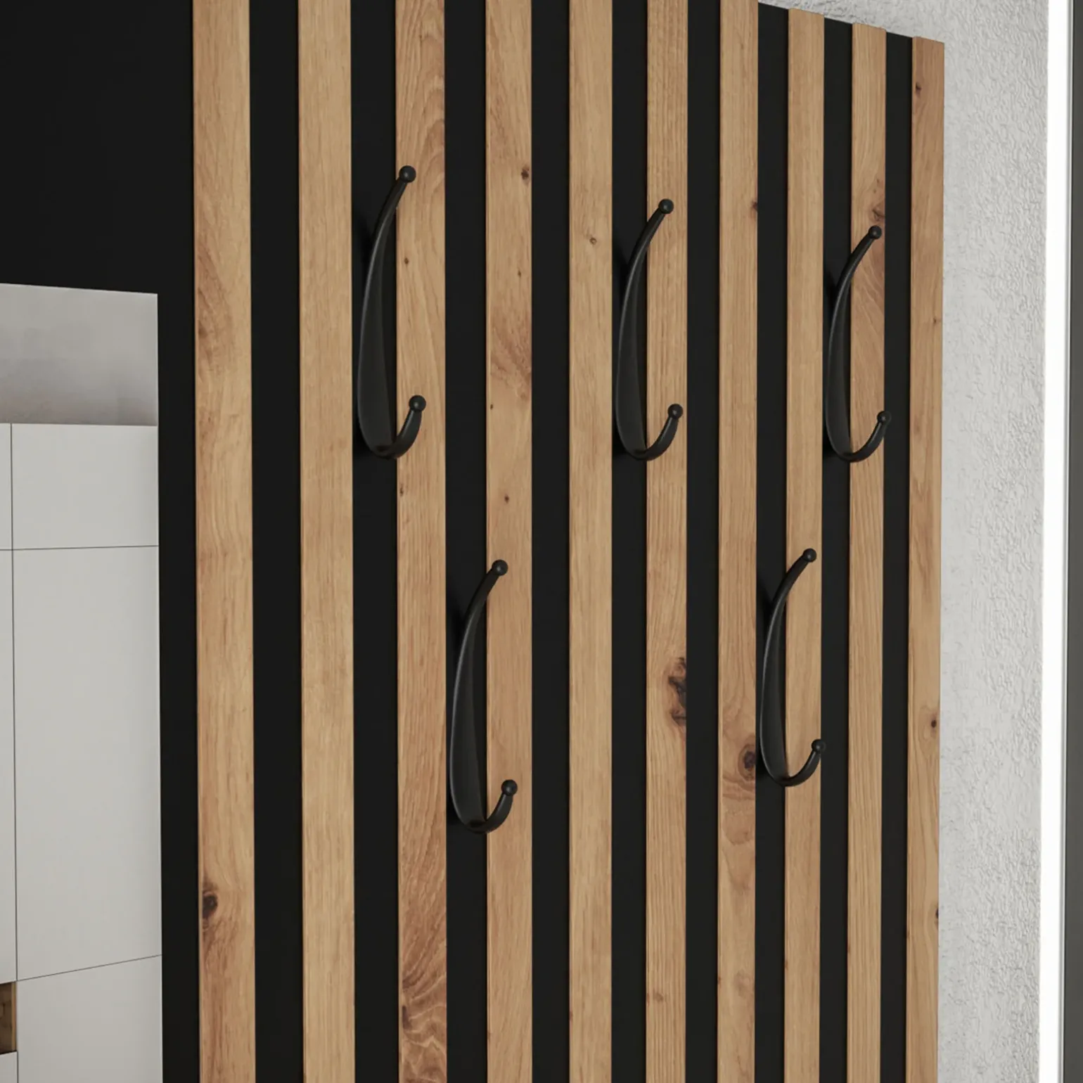 Mobile ingresso 172x205h cm con scarpiera e specchio rovere rustico bianco Welly 3