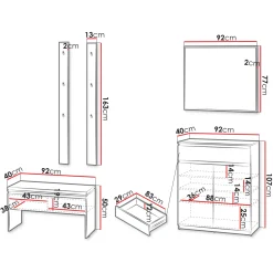 Mobile ingresso 200x230h cm con specchio appendiabiti bianco Accent