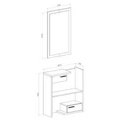 Mobile ingresso 83x190h cm con specchio cemento bianco frassinato Tesla