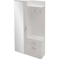 Mobile ingresso 97x195h cm con attaccapanni e specchio bianco Zefira