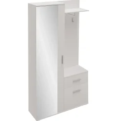 Mobile ingresso 97x195h cm con attaccapanni e specchio bianco Zefira