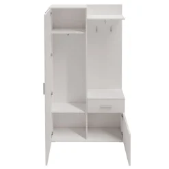 Mobile ingresso 97x195h cm con attaccapanni e specchio bianco Zefira