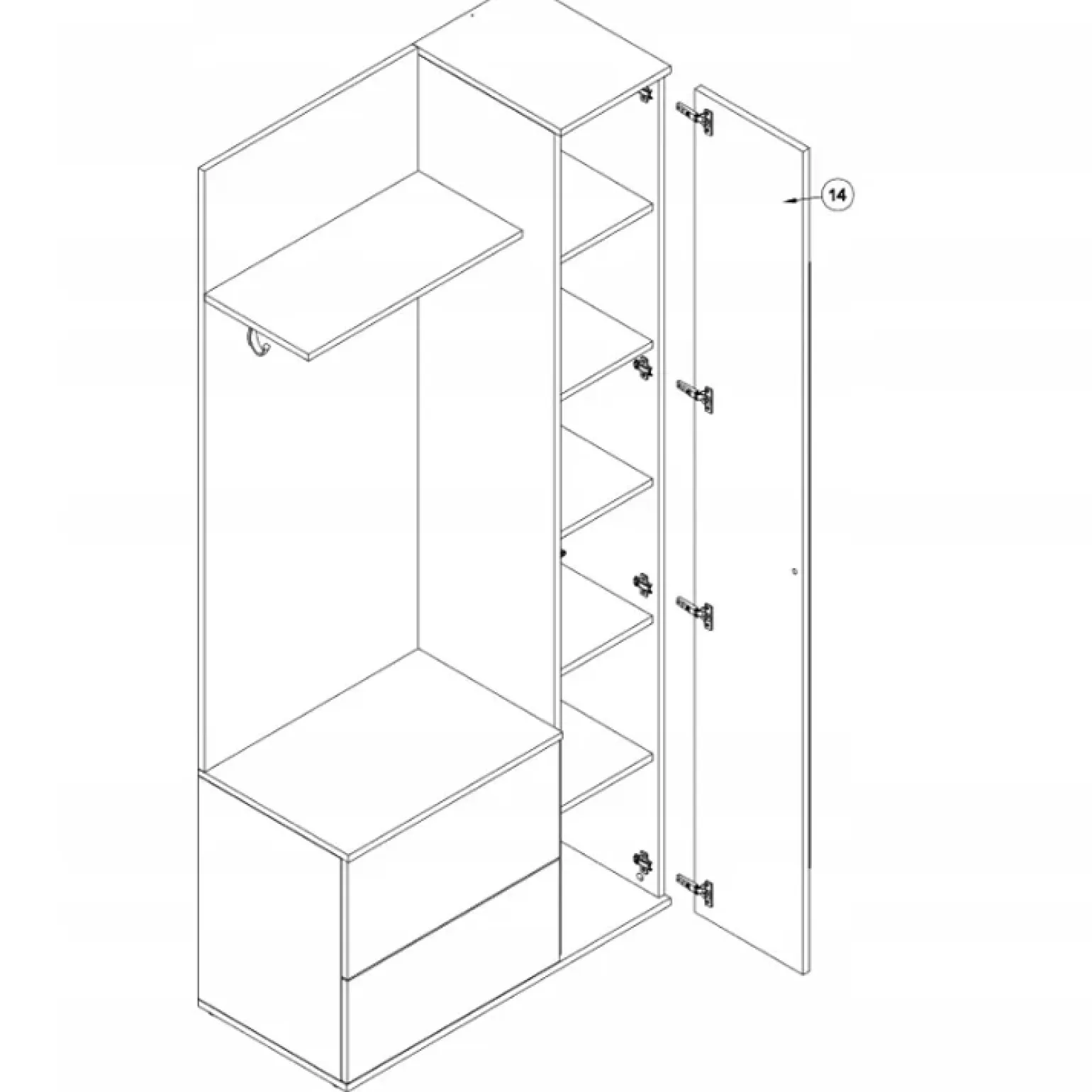 Mobile ingresso 90x195h cm con specchio rovere Rak Gihome®