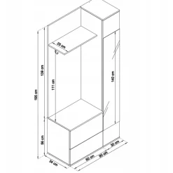 Mobile ingresso 90x195h cm con specchio rovere Rak Gihome®