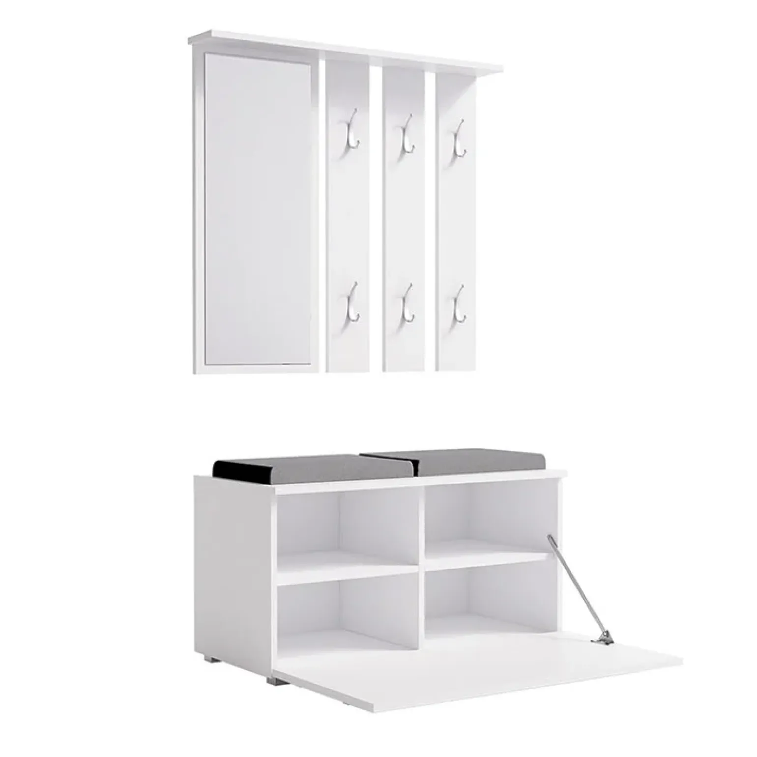 Mobile ingresso 85x137h cm con specchio bianco grigio Anibal