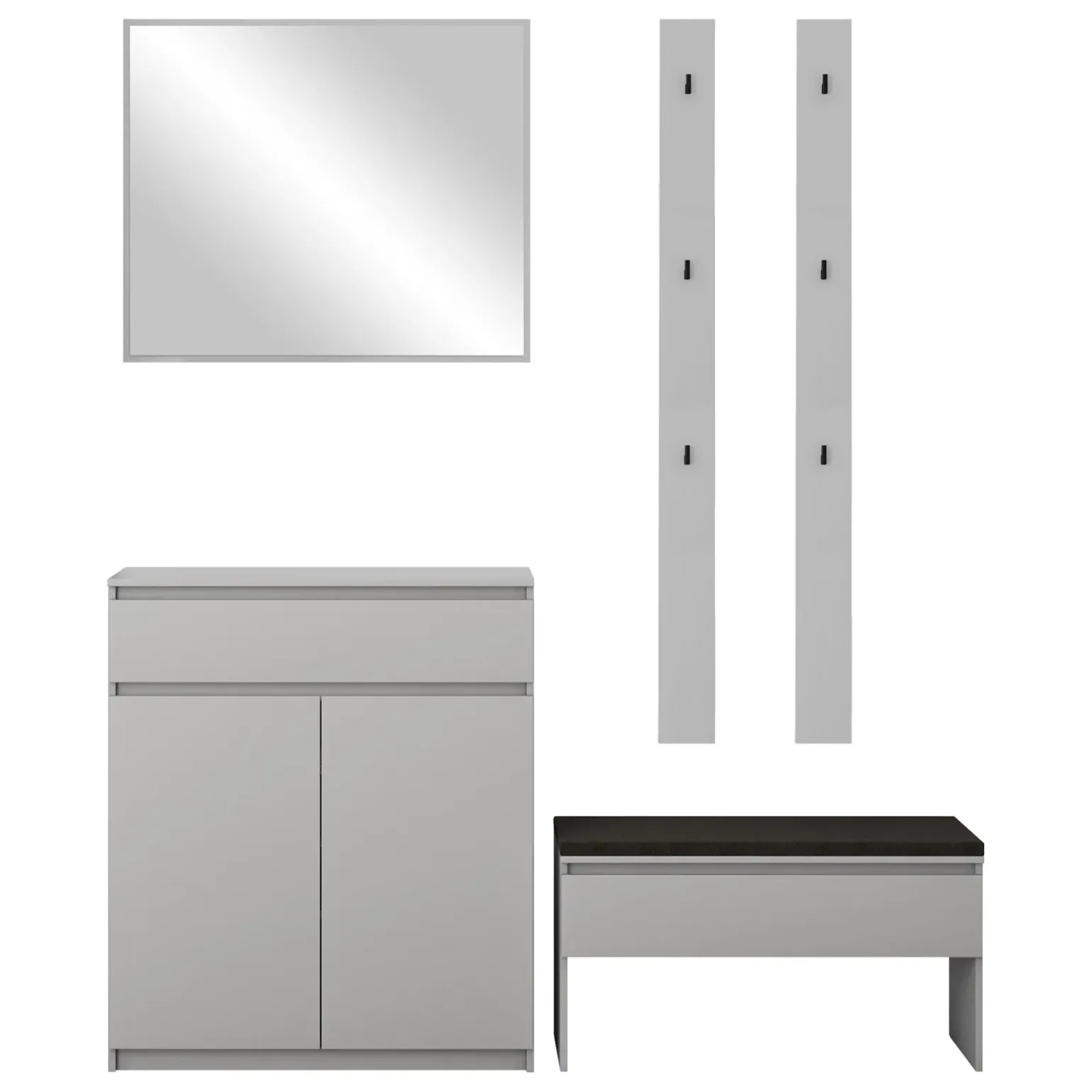 Mobile ingresso 200x230h cm con specchio appendiabiti grigio Accent