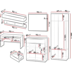 Mobile ingresso 300x200h cm con specchio appendiabiti armadio bianco Accent