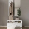 Mobile ingresso 91x189h cm design moderno bianco lucido specchio Olimpo