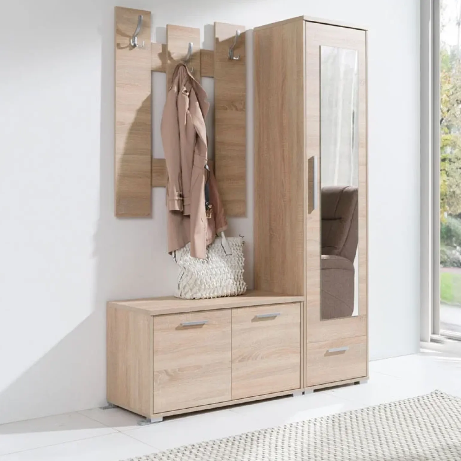 Mobile ingresso 140x193h cm moderno rovere Clarissa 1 Gihome®