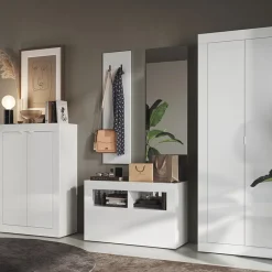 Mobile ingresso 91x174h cm moderno bianco lucido Eternity