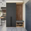 Mobile ingresso 160x221h cm nero opaco rovere scuro Acerbo