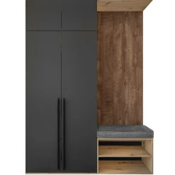 Mobile ingresso 160x221h cm nero opaco rovere scuro Acerbo