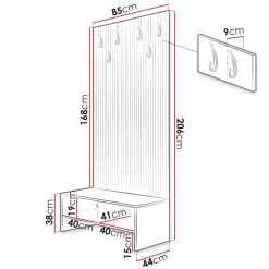 Mobile ingresso 85x206h cm rovere rustico nero Welly