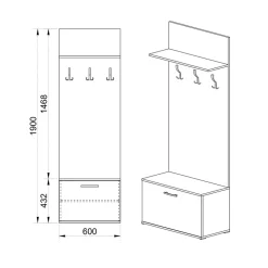 Mobile ingresso 60x190h cm rovere sonoma scuro London
