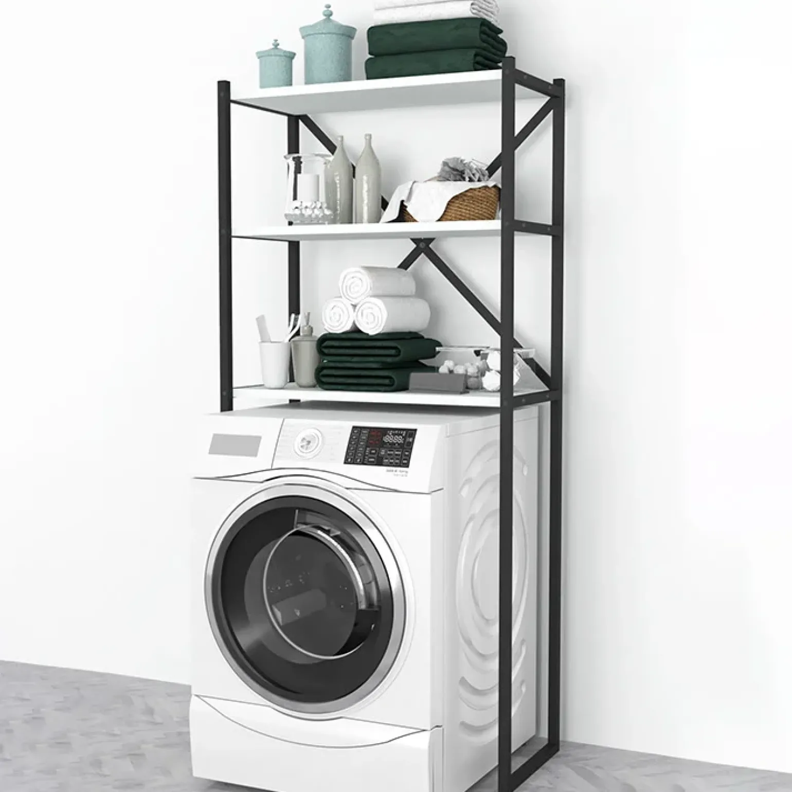Mobile lavatrice 66x160h cm industrial metallo bianco Canarie
