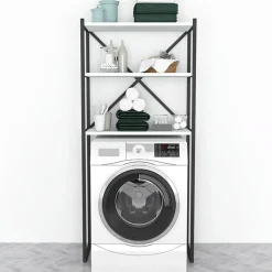Mobile lavatrice 66x160h cm industrial metallo bianco Canarie