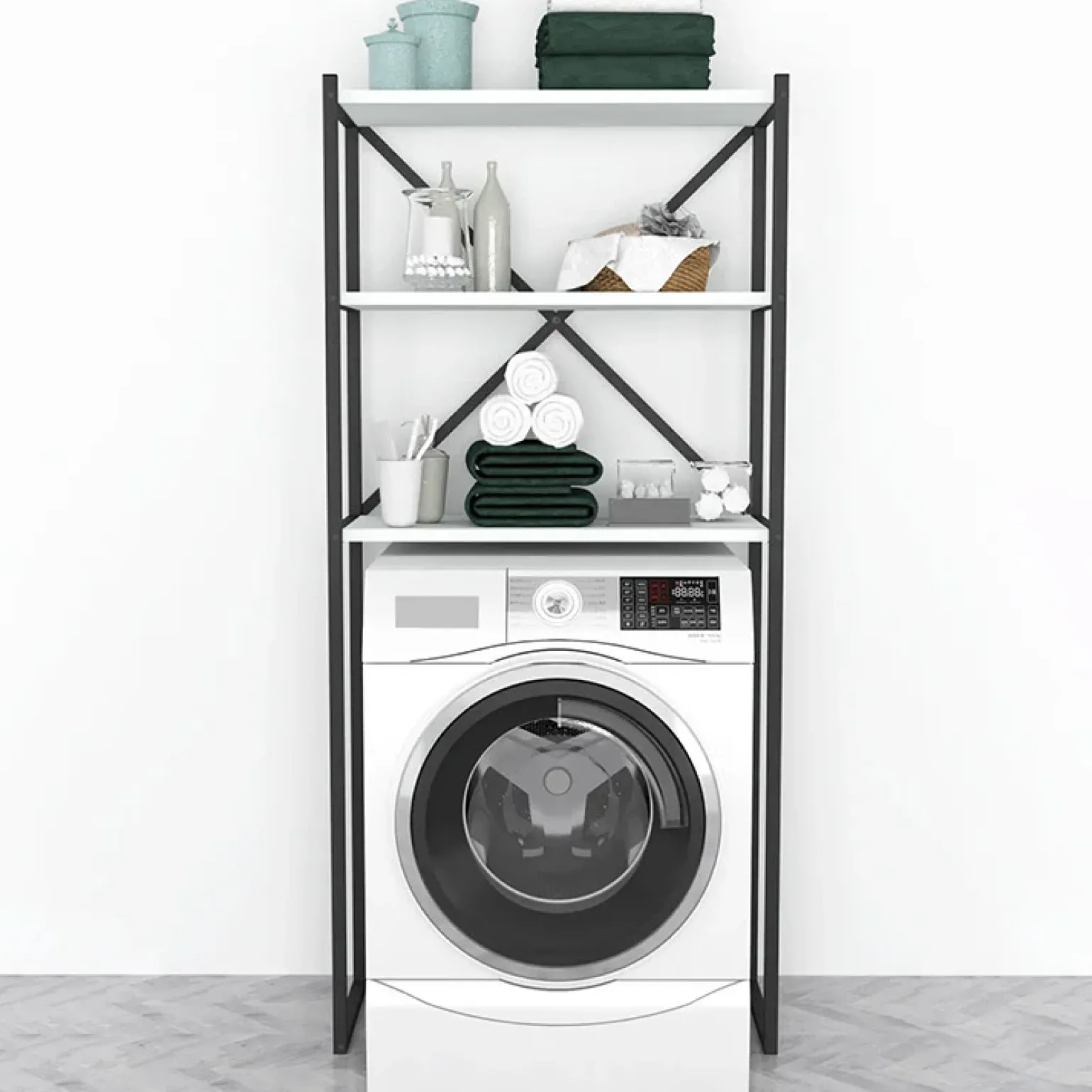 Mobile lavatrice 66x160h cm industrial metallo bianco Canarie