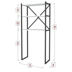 Mobile lavatrice 66x160h cm industrial metallo bianco Canarie
