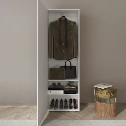 Mobile multiuso ingresso 60x187h cm appendiabiti bianco lucido specchio Olimpo
