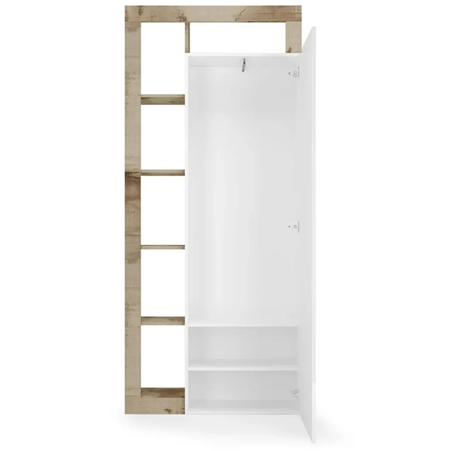 Mobile multiuso ingresso 91x209h cm appendiabiti con specchio bianco pero Invictus