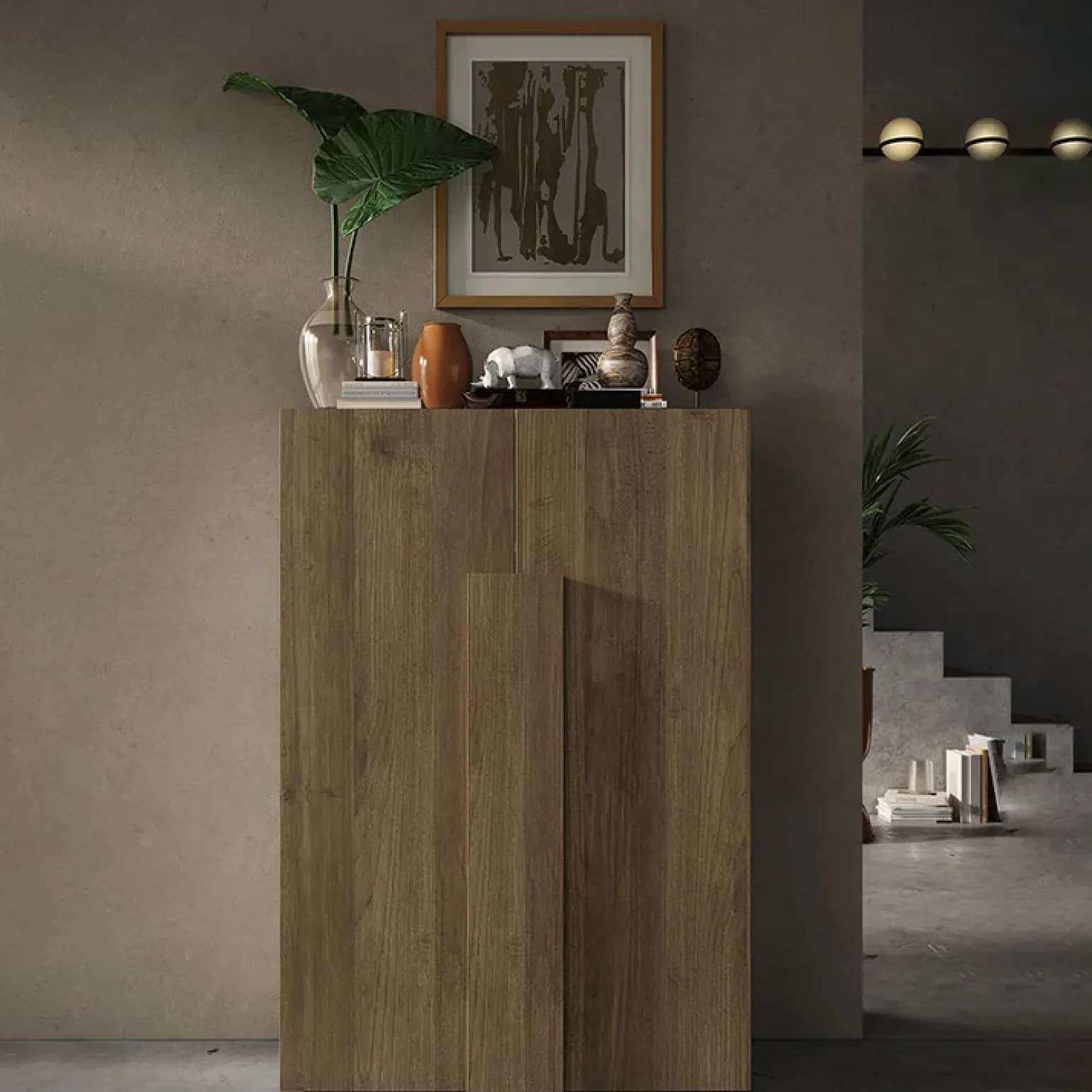 Mobile multiuso ingresso 78x116h cm scarpiera rovere scuro Alvarez