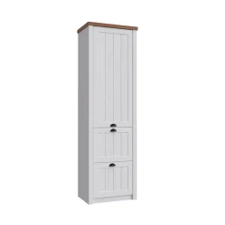 Mobile multiuso 61x205h cm 1 anta e 2 cassetti bianco frassinato rovere Provenza