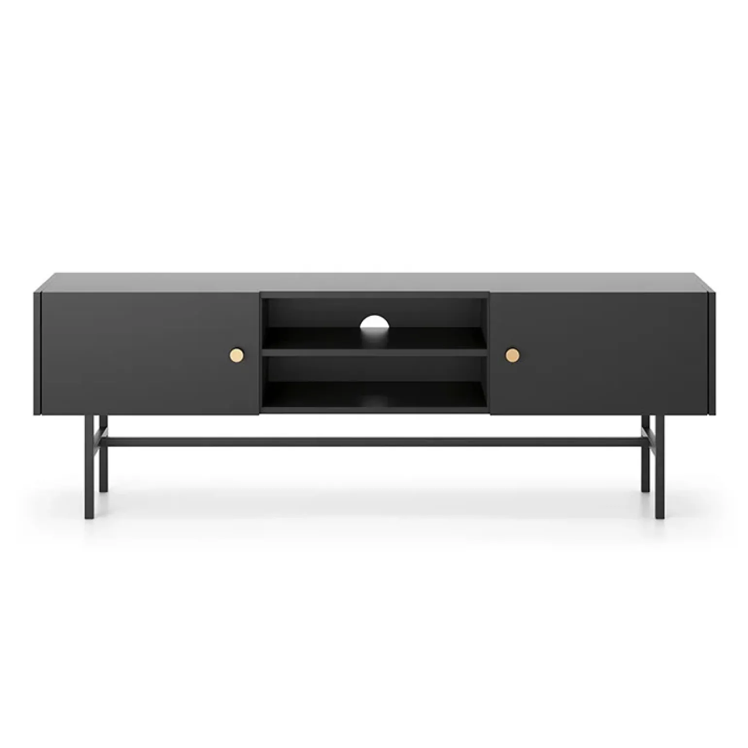 Mobile porta TV moderno 155x52h cm 2 ante nero Eterna