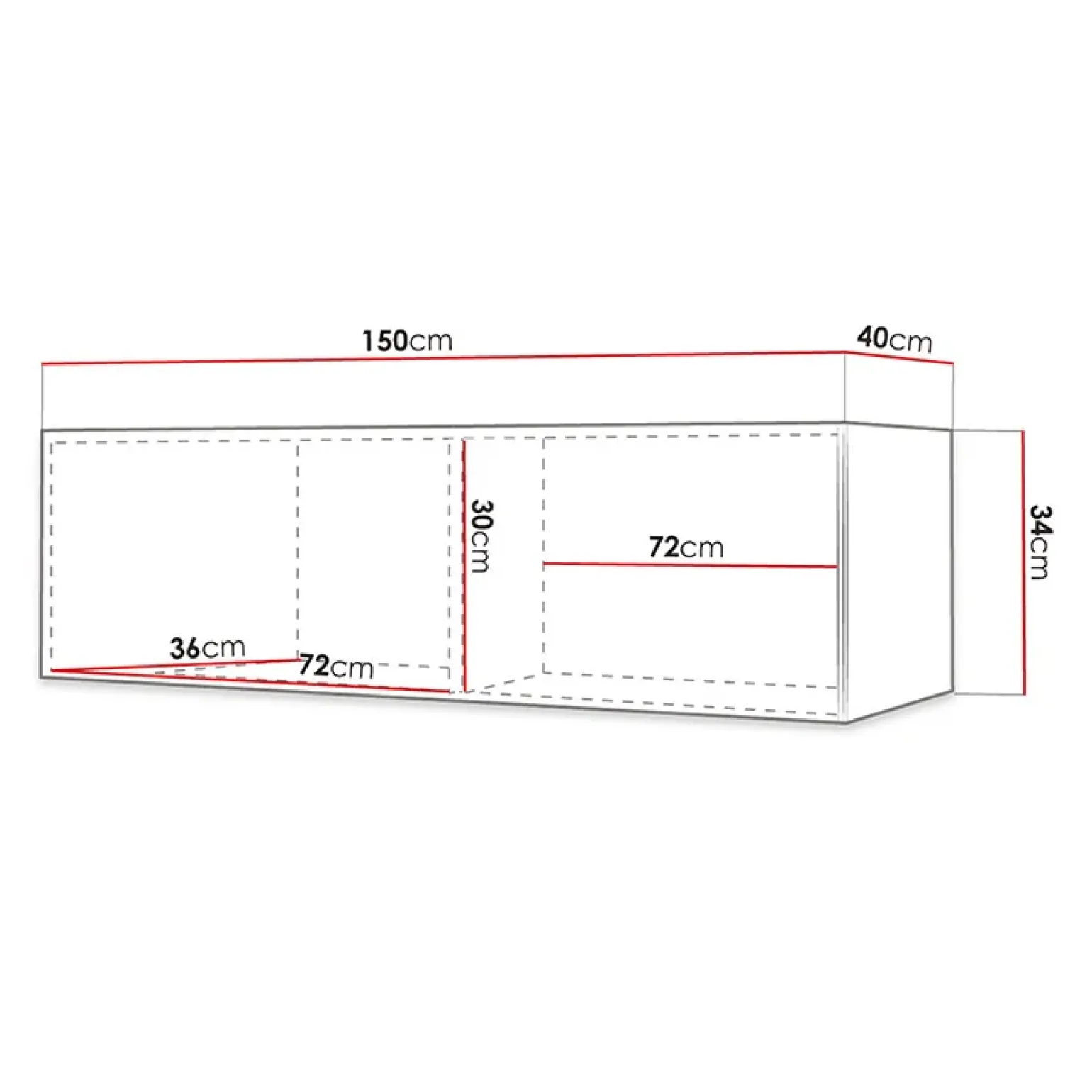 Mobile porta TV sospeso 150x34h cm 1 anta nero Kiruna 4