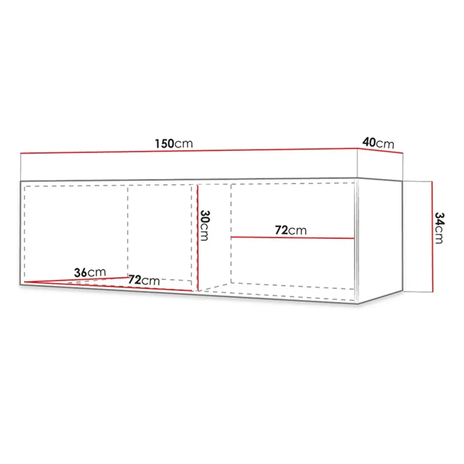 Mobile porta TV sospeso 150x34h cm 1 anta bianco Kiruna 4