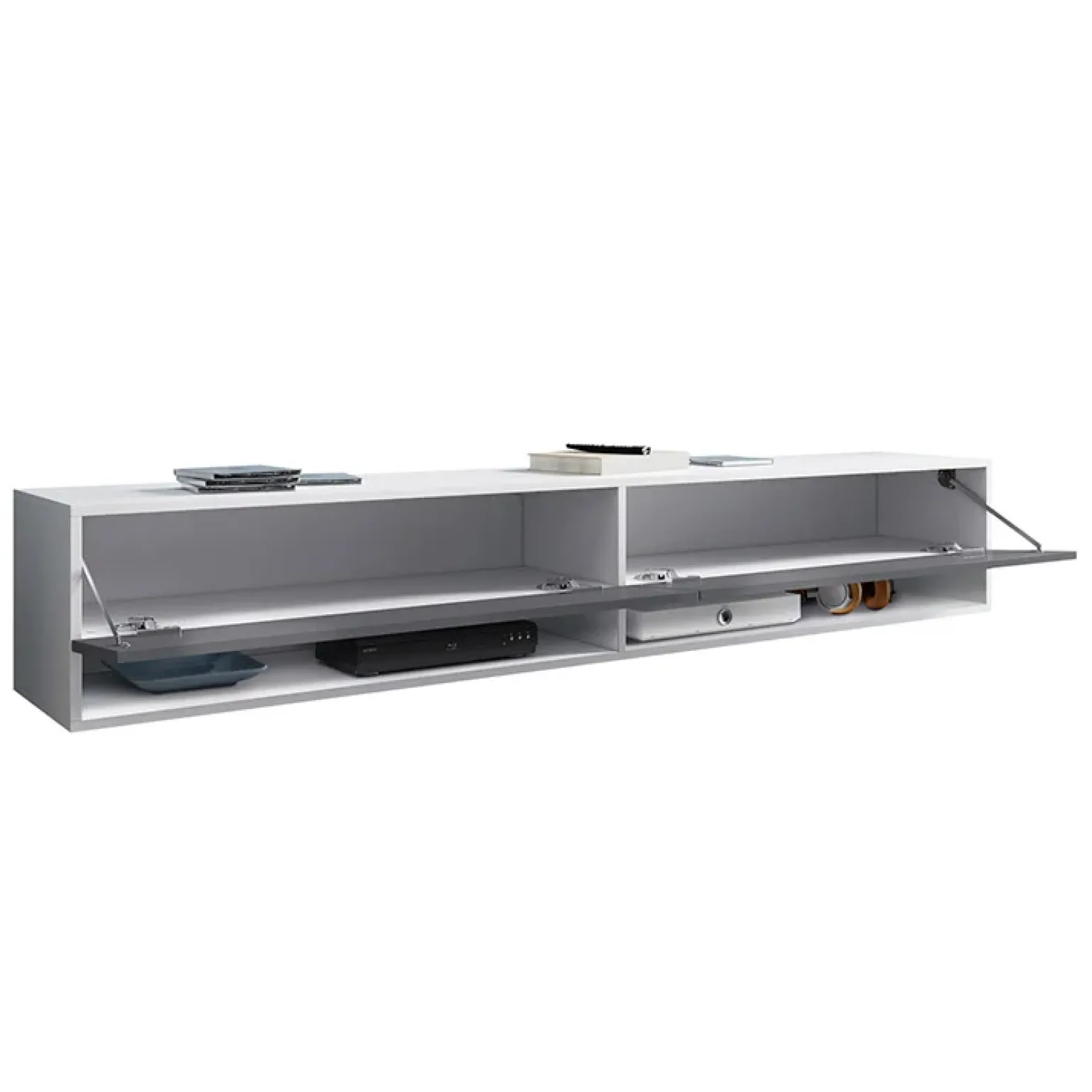 Mobile porta TV sospeso 180x30h cm 2 ante bianco lucido Gregoria