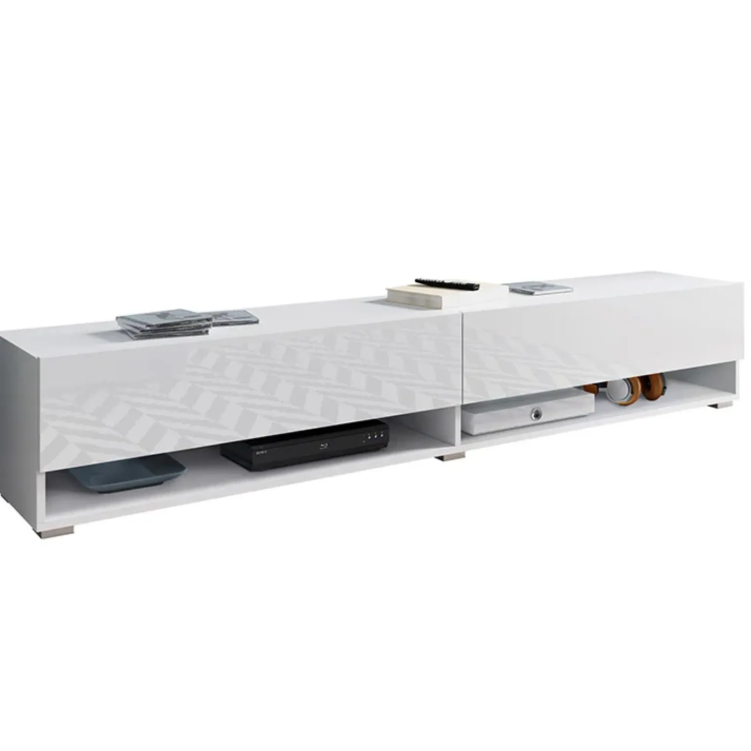 Mobile porta TV sospeso 180x30h cm 2 ante bianco lucido Gregoria