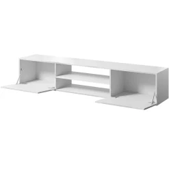 Mobile porta tv sospeso 200x37h cm 2 ante 2 vani a giorno  bianco lucido Southampton