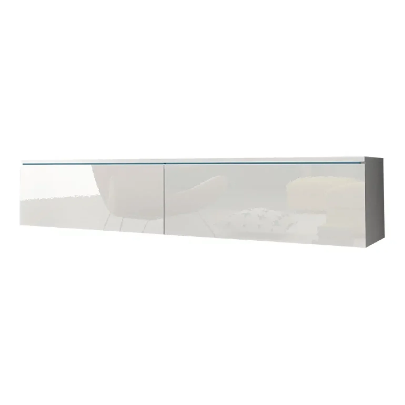 Mobile porta TV sospeso 140x30h cm soggiorno bianco lucido Silvia