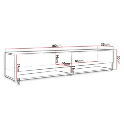 Mobile porta TV sospeso 180x30h cm 2 ante rovere bianco Gregoria