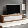Mobile porta TV 200/242x 44h cm 2 ante moderno estraibile  bianco lucido rovere Aria