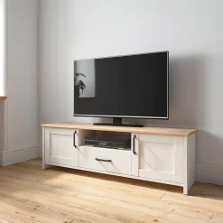 Mobile porta TV 160x51h cm 2 ante 1 cassetto bianco frassinato rovere Lars
