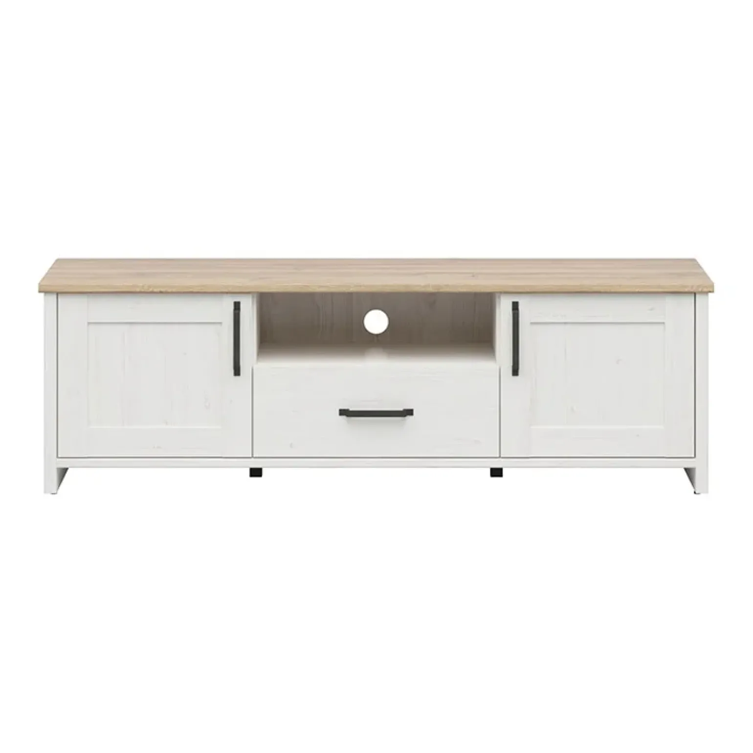 Mobile porta TV 160x51h cm 2 ante 1 cassetto bianco frassinato rovere Lars