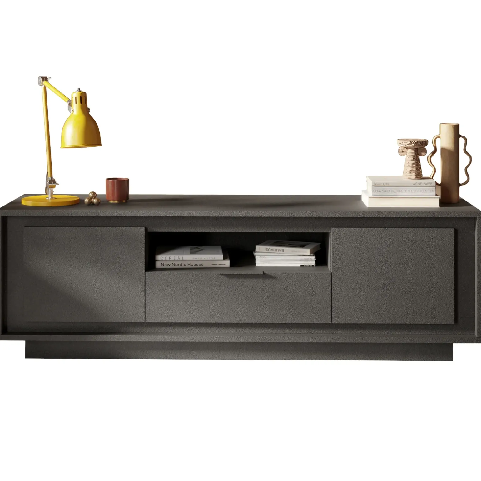 Mobile porta TV 184x58h cm 2 ante 1 cassetto antracite Deluxe