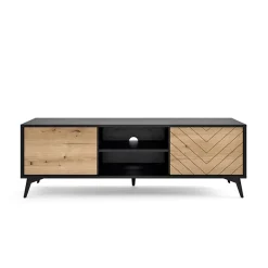 Mobile porta tv 154x50h cm 2 ante moderno quercia nero Becca