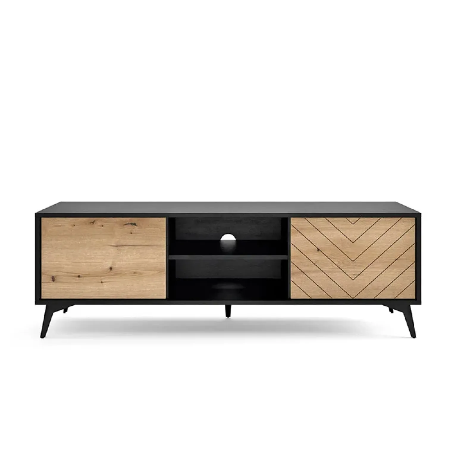 Mobile porta tv 154x50h cm 2 ante moderno quercia nero Becca