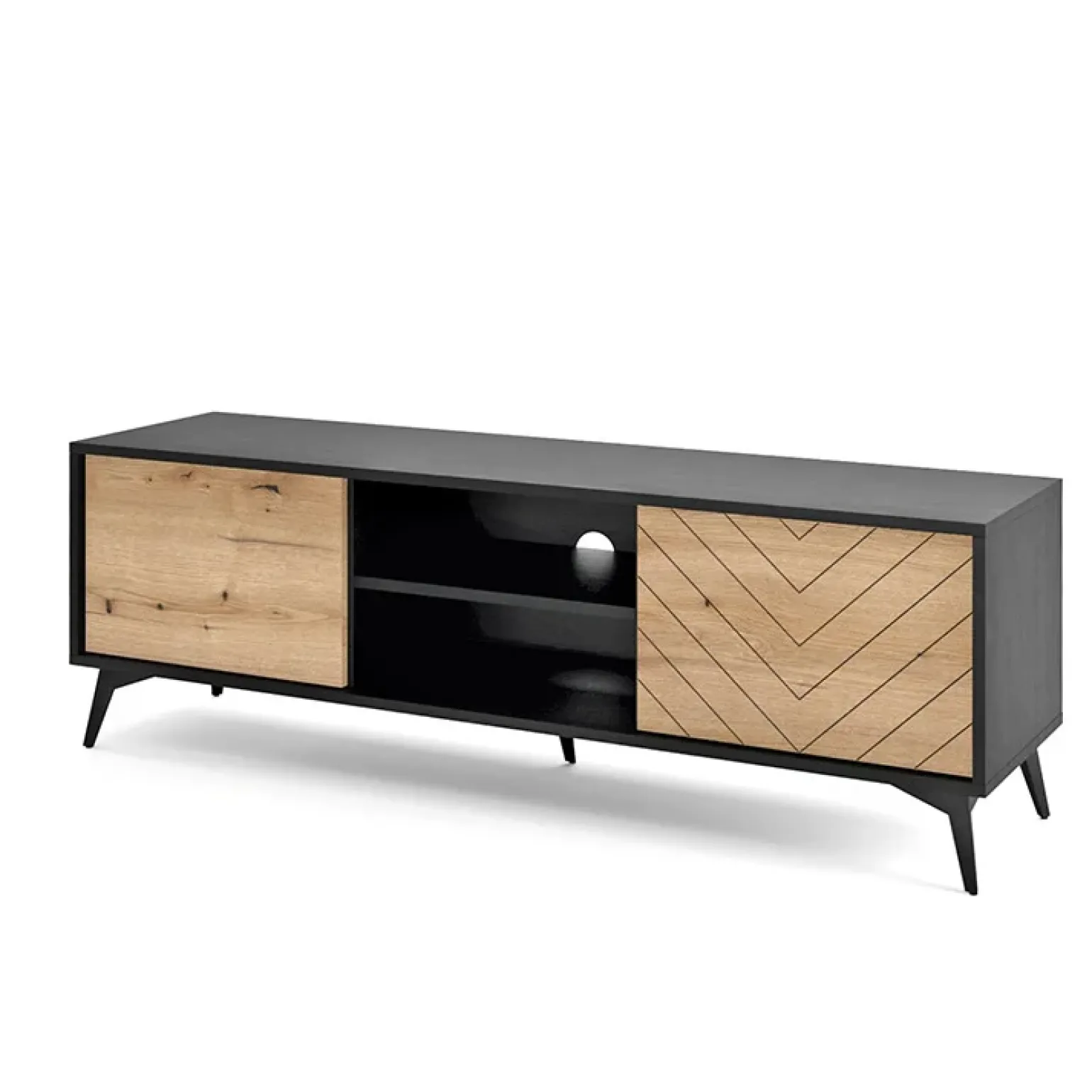 Mobile porta tv 154x50h cm 2 ante moderno quercia nero Becca